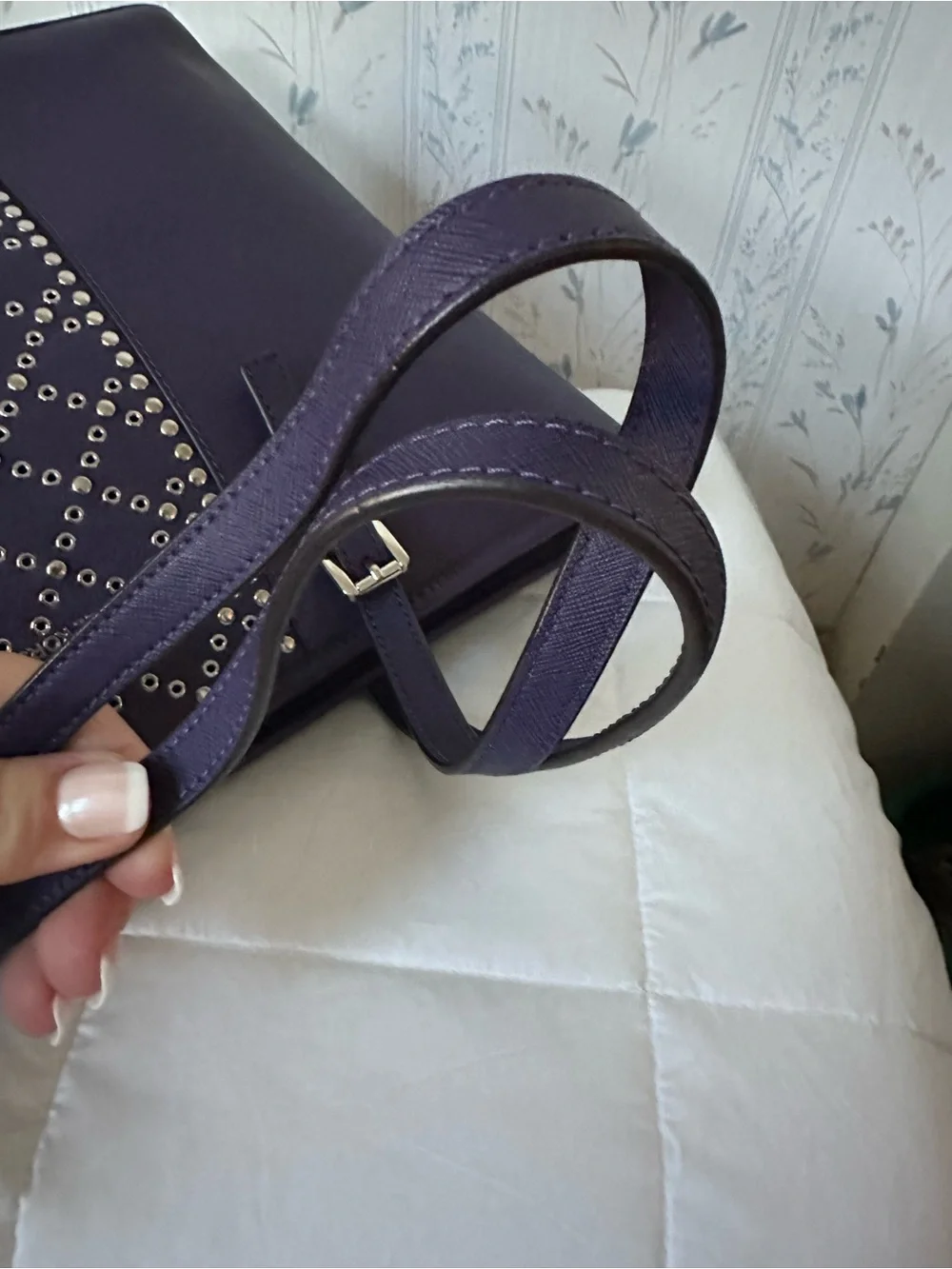 Michael Kors Purple Studded Leather Tote